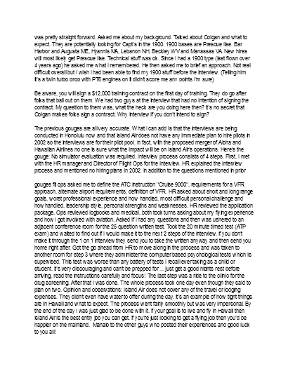 Fiji Airways Interview Information