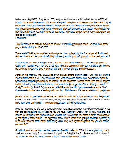 Fiji Airways Interview Information