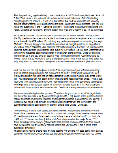 Frontier Airlines Interview Information