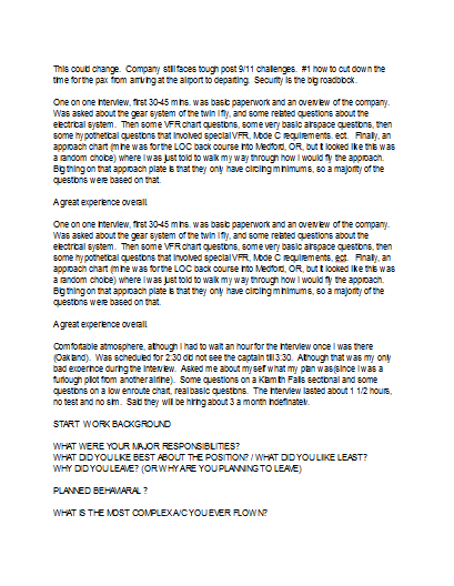 Frontier Airlines Interview Information